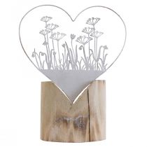 Article Coeur déco voyageur debout métal bois blanc déco printanière H31cm