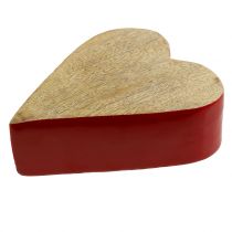 Coeur déco bois rouge, nature 11cm x 9.5cm