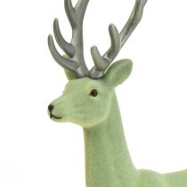 Figurine de Noël cerf renne déco vert gris H37cm