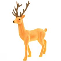 Article Figurine décorative cerf renne jaune marron floquée 37cm