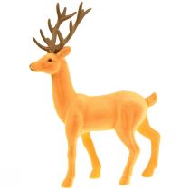 Article Figurine décorative cerf renne jaune marron floquée 37cm