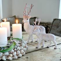 Article Renne décoratif blanc à paillettes – Décoration de Noël d&#39;hiver 20 cm 3 pièces