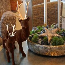 Article Décoration de Noël renne brun doré décoratif cerf debout 27cm