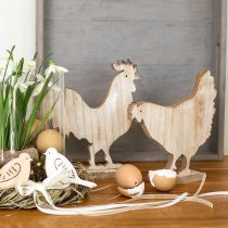Article Décoration de table poulet déco Pâques décoration en bois vintage 19cm lot de 2