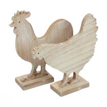 Article Décoration de table poulet déco Pâques décoration en bois vintage 19cm lot de 2