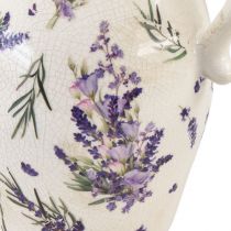 Article Pichet décoratif grès lavande violet crème décoration de table H21cm