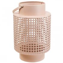 Lanterne décorative lanterne en métal rose avec anse Ø18cm H29cm