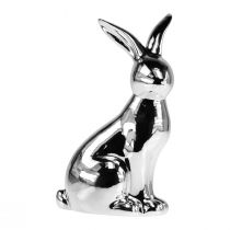 Article Lapin de Pâques décoratif en céramique lapin décoratif assis argent H23cm