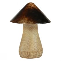 Champignon décoratif champignon en bois effet brillant marron naturel Ø7,5cm H10cm