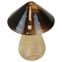Article Champignon décoratif champignon en bois effet brillant marron naturel Ø7,5cm H10cm