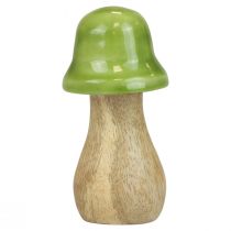 Article Champignons déco bois champignons en bois vert clair brillant H6/8/10cm lot de 3