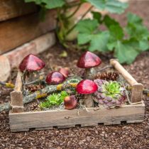 Déco champignons métal rouge déco automne décoration de table Ø6.5cm H10cm 3pcs