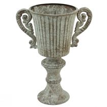 Coupe Décorative Calice Métal Antique Marron Blanc Ø12cm H26cm