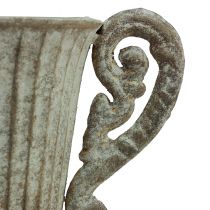 Article Gobelet/calice décoratif, métal, brun antique/blanc, Ø12 cm, H26 cm, décor vase/seau/floral