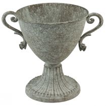 Trophée décoratif avec poignée métal marron blanc Ø15cm H19,5cm