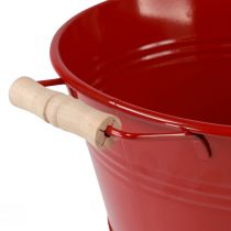 Article Bol décoratif avec anses vase à fleurs en métal rouge Ø29cm H14,5cm