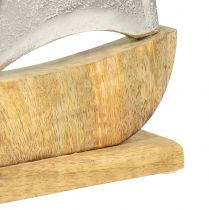 Article Bateau décoratif bois métal argent bois de manguier 16,5x4x18,5cm