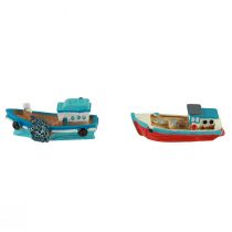 Article Déco bateau bateau bleu rouge décoration de table maritime 5cm 8pcs