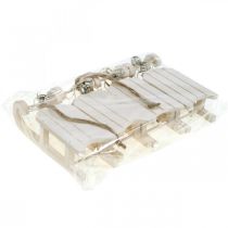 Article Traîneau décoratif blanc argent avec cordon de cloche L13cm 4 pièces