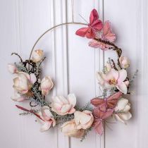 Papillon déco sur fil plume papillon rose 10×6cm 12pcs