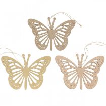 Article Papillons décoratifs cintre décoratif beige/rose/jaune 12cm 12 pcs