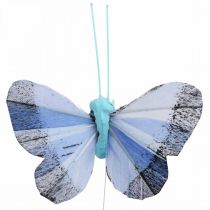 Article Papillons décoratifs plume papillon rose, bleu 6cm 24 pcs