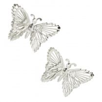 Papillons décoratifs en métal à suspendre décoration argent 5cm 30pcs