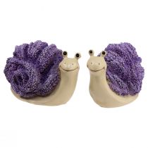Article Escargots décoratifs figurines décoratives violet beige lavande 12cm 2pcs