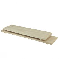 Article Plateau décoratif avec pieds plateau en bois Paulownia 55/65cm lot de 2