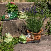 Article Jardinière déco, chaussure avec grenouille, céramique 30×18cm H15cm