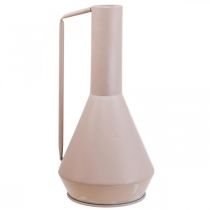 Article Vase décoratif moderne en métal rose clair, 19,5 cm ; pichet décoratif design, 38,5 cm de haut, pour fleurs séchées