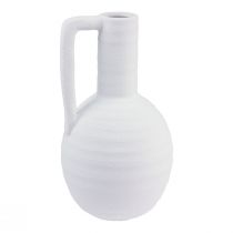 Article Vase décoratif vase à fleurs blanc avec anse en céramique H26cm