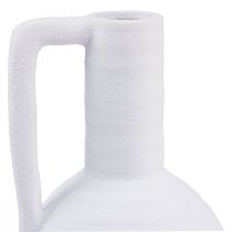 Article Vase décoratif vase à fleurs blanc avec anse en céramique H26cm