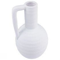 Article Vase décoratif vase à fleurs blanc avec anse en céramique H26cm