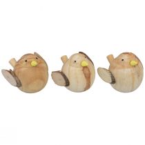 Article Oiseaux décoratifs oiseaux en bois décoration de table printemps nature 7cm 3 pcs
