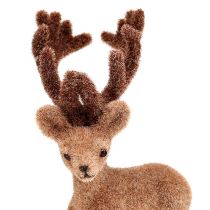Article Déco cerf mini marron floqué 11cm 6 pcs