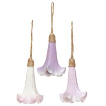 Article Suspension déco Campanule Violet Blanc Ø3.5cm H8cm 6pcs