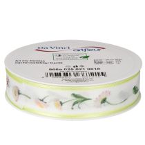 Article Ruban cadeau à motif floral Bellis, idéal pour les loisirs créatifs et l'emballage, 25 mm x 20 m
