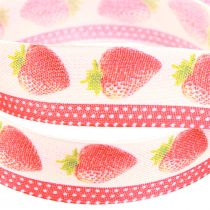Article Ruban décoratif fraises ruban en tissu bords indéformables 25mm 15m
