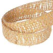 Article Ruban décoratif en jute, jaune naturel, 25 mm ; ruban décoratif rustique en jute, 10 m