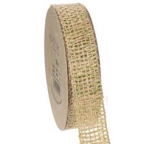 Article Ruban décoratif en jute vert naturel, largeur 25 mm, longueur 10 m