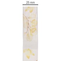 Article Ruban décoratif à motif de branches feuillues, ruban d'organza, 25 mm de large, 20 m de long