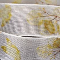 Article Ruban décoratif à motif de branches feuillues, ruban d'organza, 25 mm de large, 20 m de long