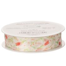Article Ruban cadeau à motif tulipe, idéal pour les occasions spéciales et la décoration saisonnière, 2,5 cm de large, 18 m de long