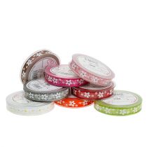 Ruban déco ruban organza motif fleur 15mm 20m