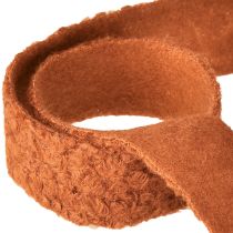 Article Ruban décoratif marron rougeâtre, large ruban en tissu aspect laine 40 mm 8 m