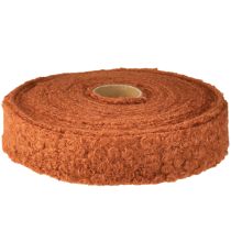 Article Ruban décoratif marron rougeâtre, large ruban en tissu aspect laine 40 mm 8 m