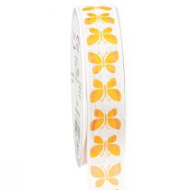Article Ruban décoratif papillons orange bord fil 25mm 18m