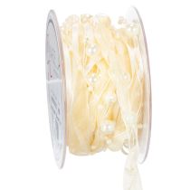 Article Ruban décoratif perlé, couleur crème, 20 mm, 5 m
