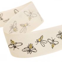 Ruban déco abeilles crème ruban 25mm 18m